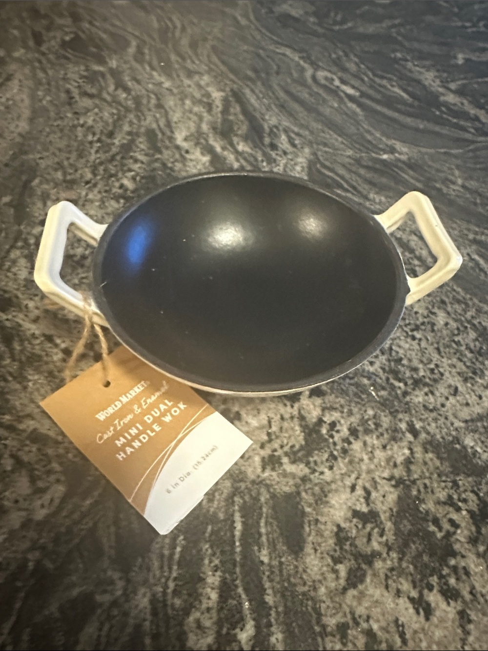 Cost Plus World Market Two-Tone Mini Wok in Black and Cream